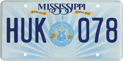 MS license plate HUK078