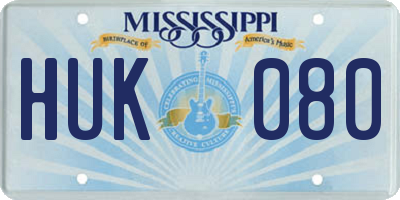 MS license plate HUK080