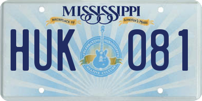 MS license plate HUK081