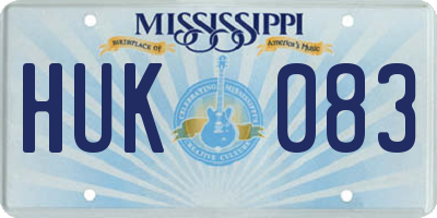 MS license plate HUK083