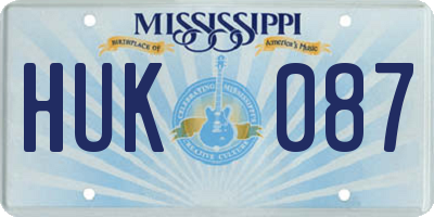 MS license plate HUK087