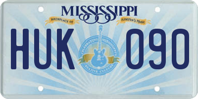 MS license plate HUK090