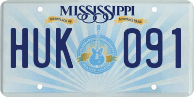MS license plate HUK091