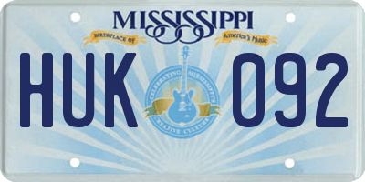 MS license plate HUK092