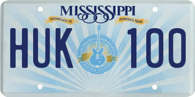 MS license plate HUK100