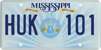 MS license plate HUK101
