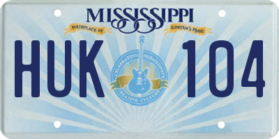 MS license plate HUK104