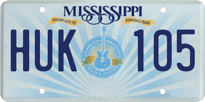 MS license plate HUK105