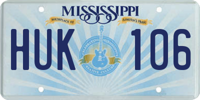 MS license plate HUK106
