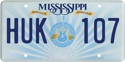 MS license plate HUK107