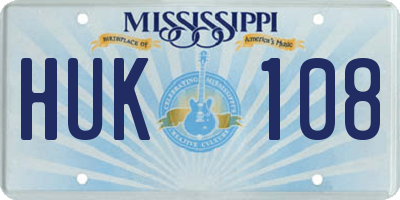 MS license plate HUK108