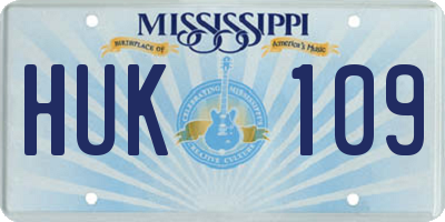MS license plate HUK109