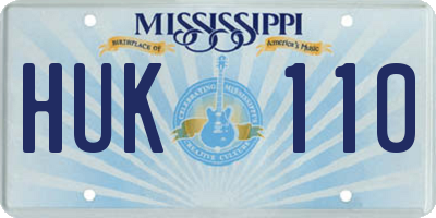 MS license plate HUK110