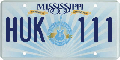 MS license plate HUK111
