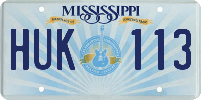 MS license plate HUK113