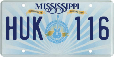 MS license plate HUK116