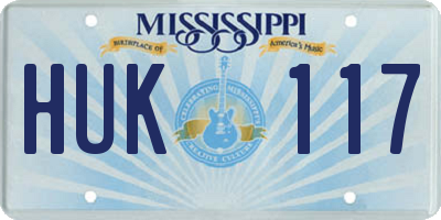 MS license plate HUK117