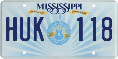 MS license plate HUK118