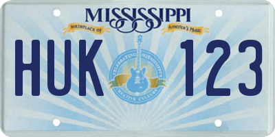 MS license plate HUK123