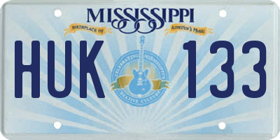 MS license plate HUK133