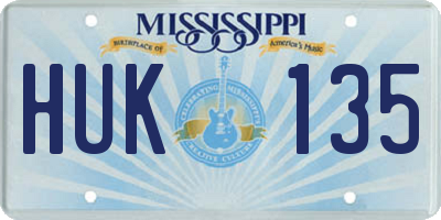 MS license plate HUK135