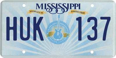 MS license plate HUK137