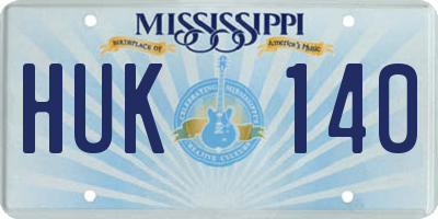 MS license plate HUK140
