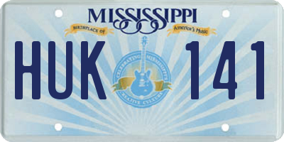 MS license plate HUK141