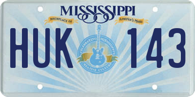 MS license plate HUK143