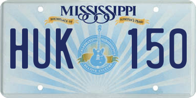 MS license plate HUK150