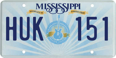 MS license plate HUK151