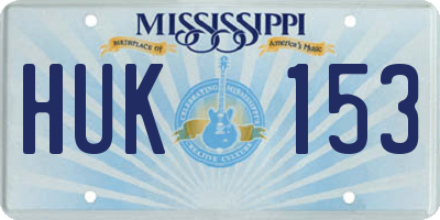 MS license plate HUK153
