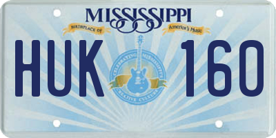 MS license plate HUK160