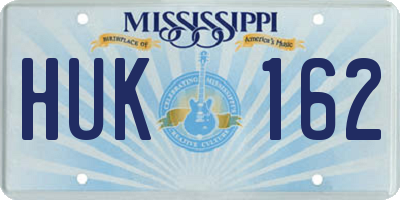 MS license plate HUK162