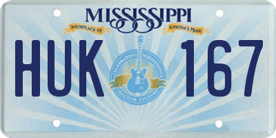 MS license plate HUK167