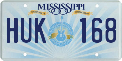 MS license plate HUK168