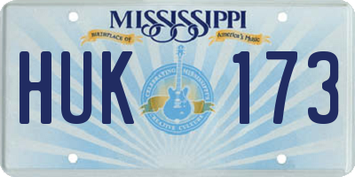 MS license plate HUK173
