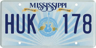 MS license plate HUK178