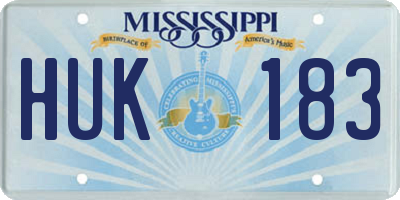 MS license plate HUK183