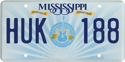 MS license plate HUK188