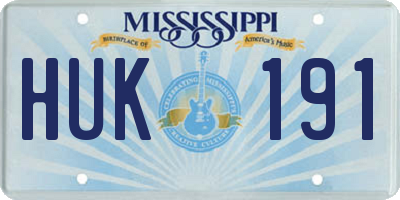 MS license plate HUK191