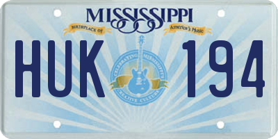 MS license plate HUK194