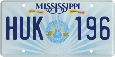 MS license plate HUK196