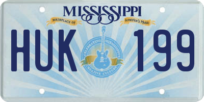 MS license plate HUK199