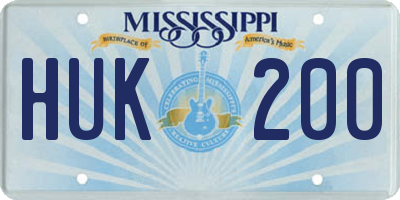 MS license plate HUK200