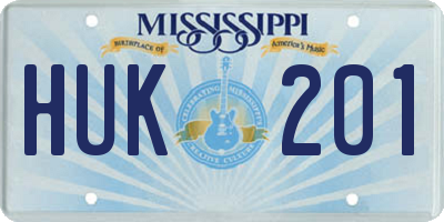 MS license plate HUK201
