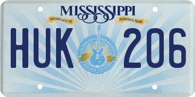 MS license plate HUK206