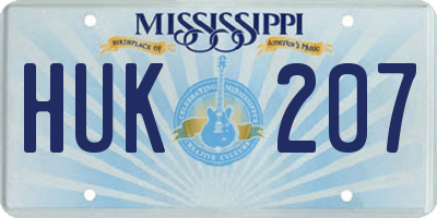 MS license plate HUK207