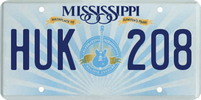 MS license plate HUK208