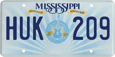 MS license plate HUK209